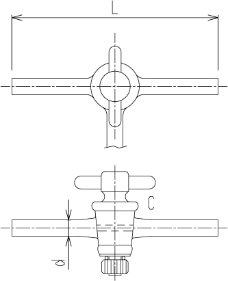 PTFE三方コック 1/5テーパーのメイン画像