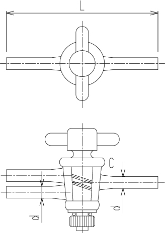 PTFE一方二方コック 1/5テーパーのメイン画像