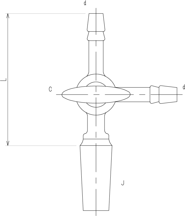 摺付三方コックⅠ型 オス | コック | 共通摺合せガラス製品 | 理化学用