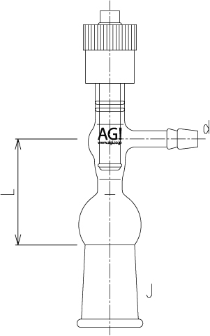 高真空グリースレスバルブ付排気管 メスのメイン画像