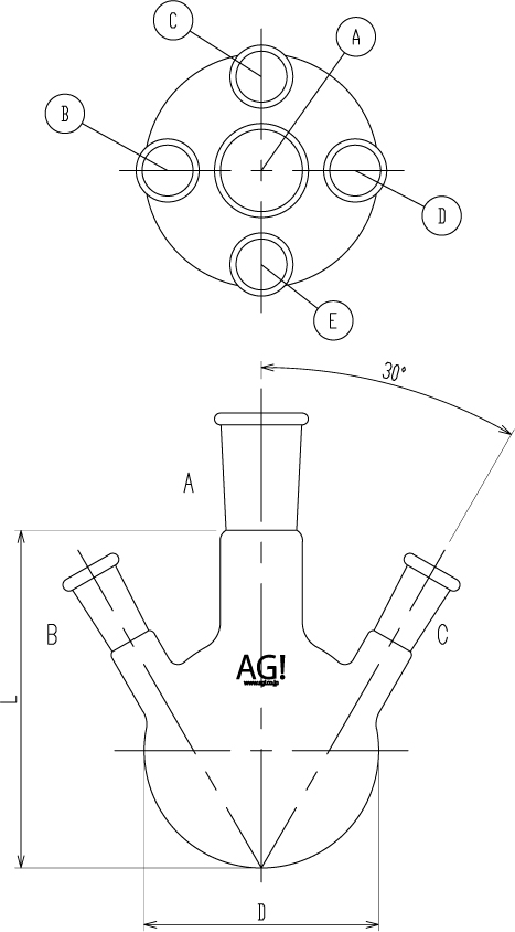 五ツ口フラスコのメイン画像