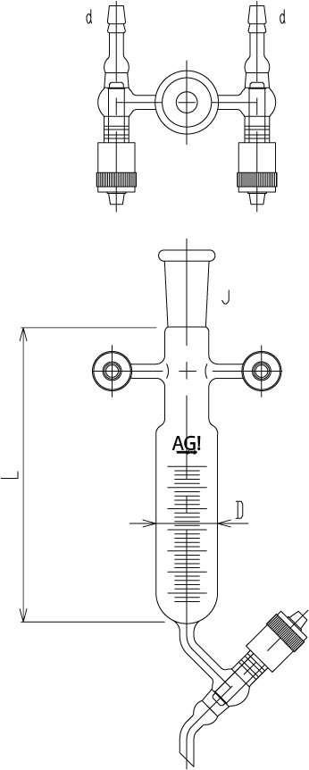 高真空グリースレスバルブ付サンプリング受器 　のメイン画像