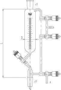 高真空グリースレスバルブ付ウィットマー分留受器の画像