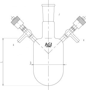 高真空グリースレスバルブ付溶媒受器の画像