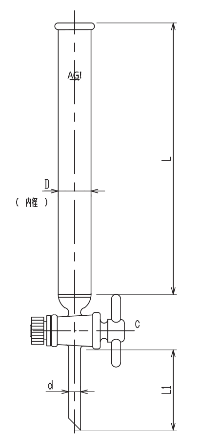 コック付クロマトカラム(フィルター付)のメイン画像
