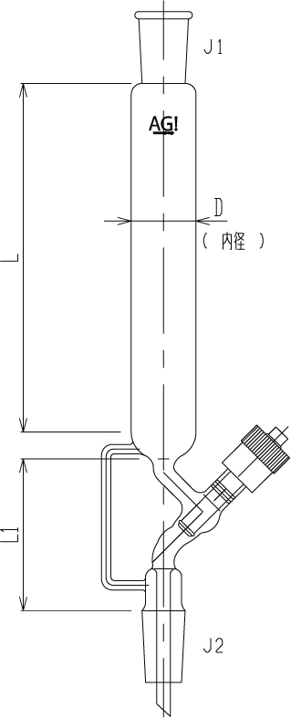 旭製作所 高真空グリースレスバルブ付クロマトカラム(上下部ジョイント付) 1個 3822-20/500V-4L クーポン対象外 花・ガーデン・DIY 