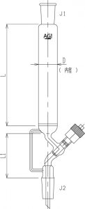 高真空グリースレスバルブ付クロマトカラム(上下部ジョイント・フィルター付)の画像