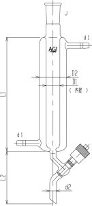 高真空グリースレスバルブ付二重管式クロマトカラム(上部ジョイント付)の画像