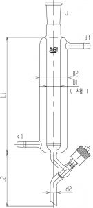 高真空グリースレスバルブ付二重管式クロマトカラム(上部ジョイント・フィルター付)の画像