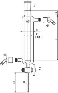ジョイント付二重管式クロマトカラム(コック・フィルター付)の画像