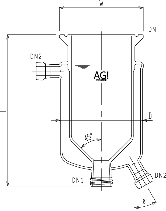 円錐型二重管式反応容器(45°)のメイン画像