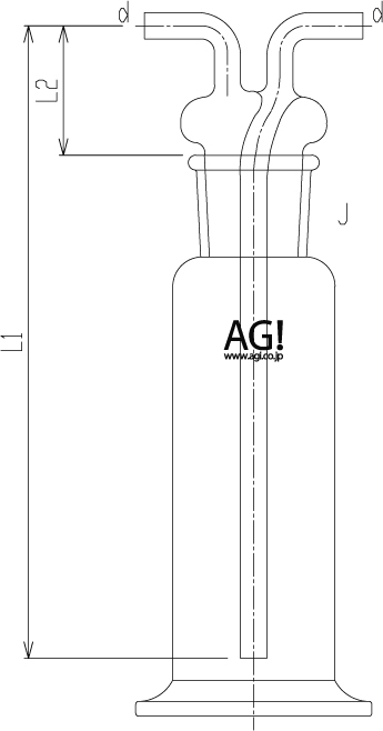 共通摺合ガス洗浄びん 中管 85GP250 〔014650-61〕 - 研究、開発用