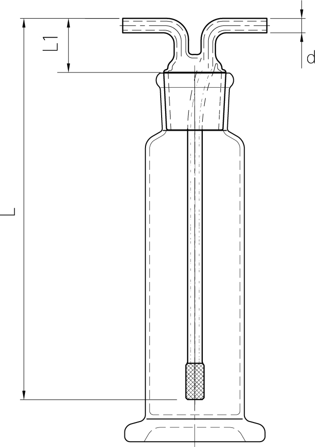 ガス洗浄瓶(円筒フィルター付)のメイン画像