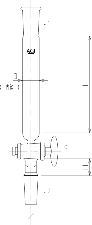 ジョイント付クロマトカラム(コック付)のメイン画像