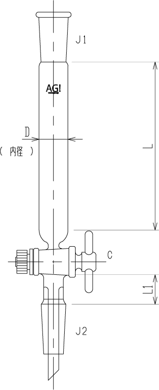 ジョイント付クロマトカラム(コック付)のメイン画像