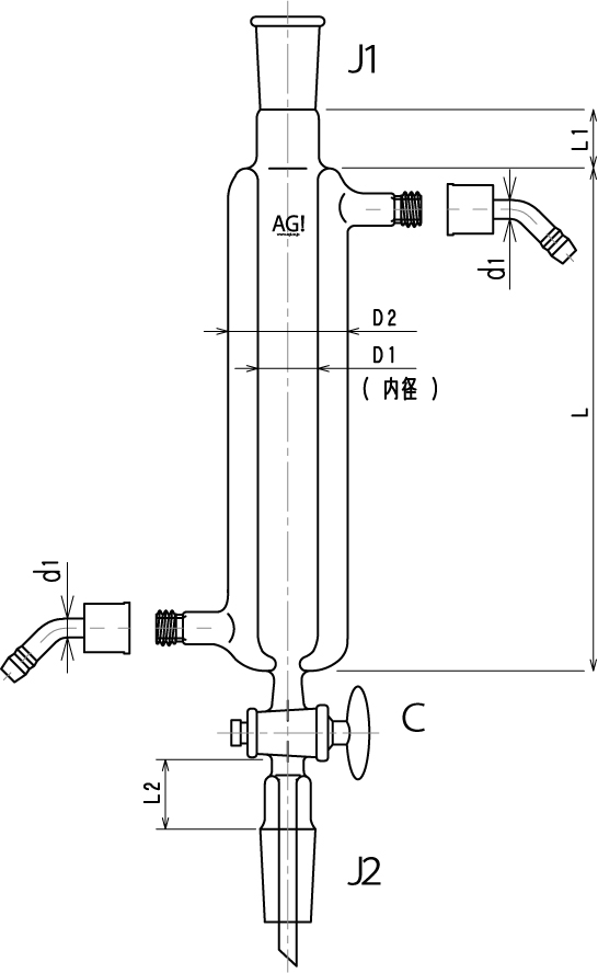 ジョイント付二重管式クロマトカラム(コック付)のメイン画像