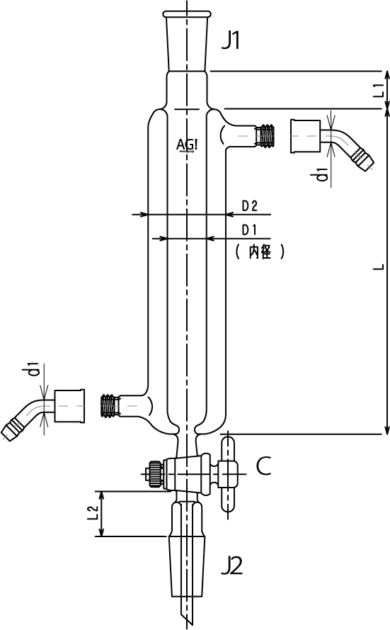 ジョイント付二重管式クロマトカラム(コック付)のメイン画像