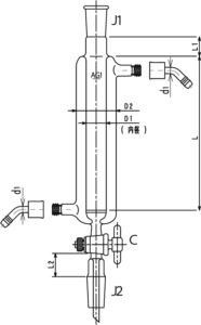 ジョイント付二重管式クロマトカラム(コック・フィルター付)の画像